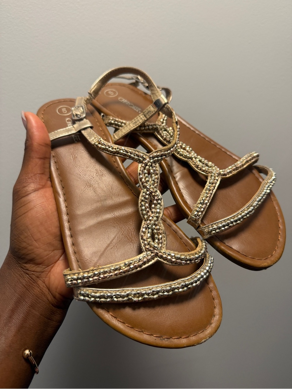 Cherokee Gold Beaded Women's Gladiator Sandals